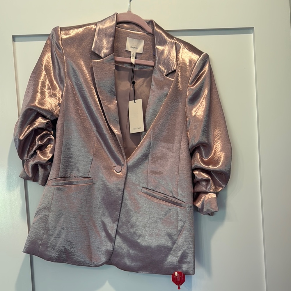 Cinq a Sept jacket Shiny pink Metallic Blazer - Picture 2 of 6